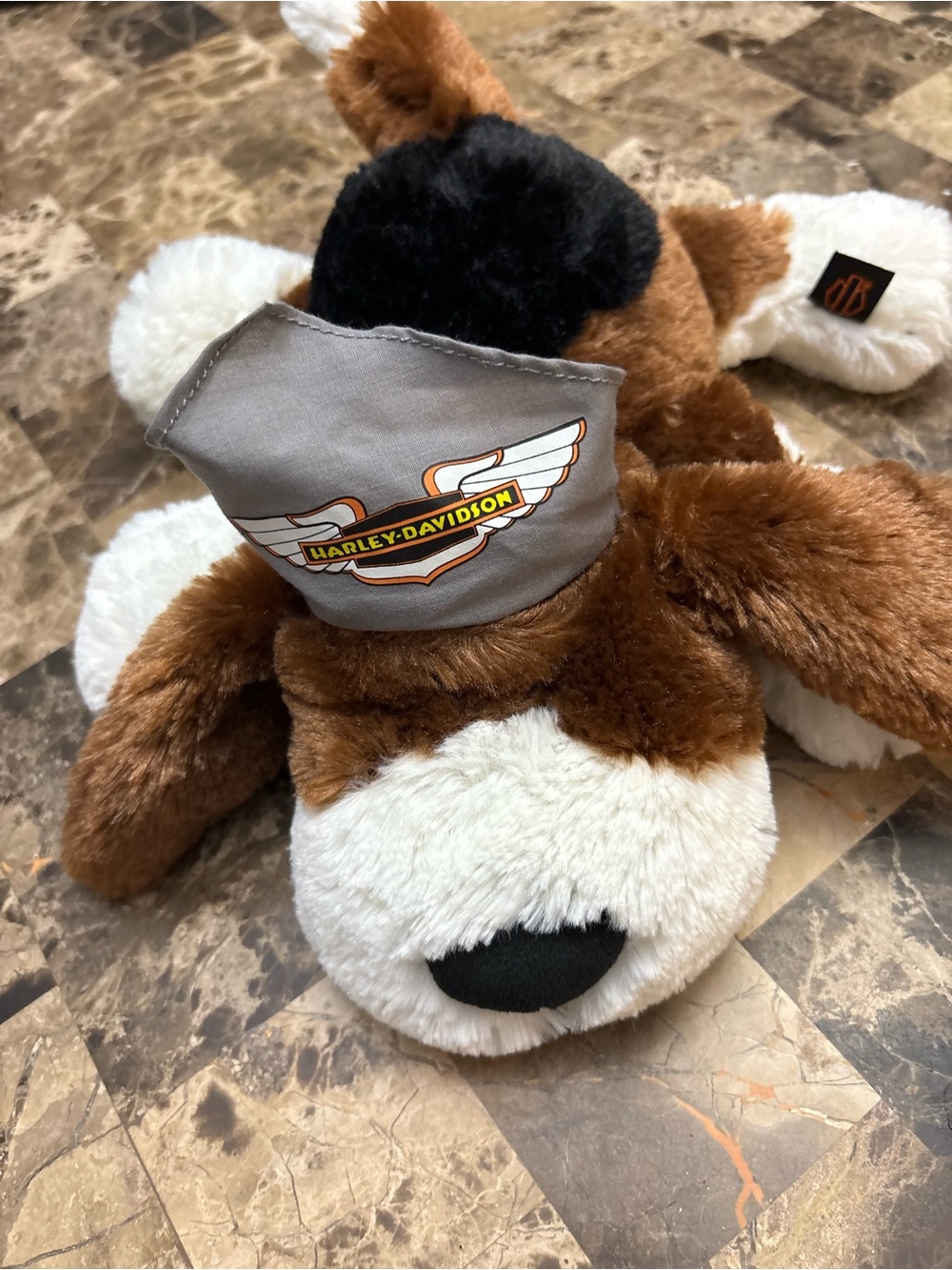 NWOT Harley-Davidson Brown & White Plush Dog Toy with Bandana 2016s